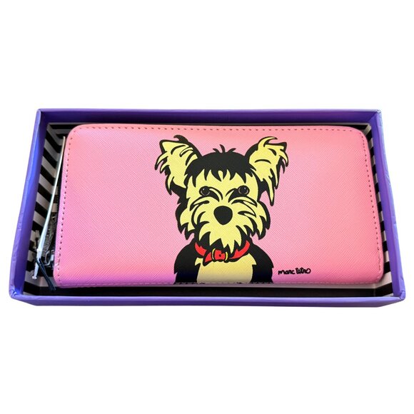 Marc Tetro Large Pink Zip Around Yorkie Yorkshire Terrier Dog Wallet - New - Picture 2 of 5
